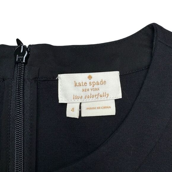 Kate Spade Ponte Scallop Hem 3/4 Sleeve Crew Neck Top Blouse Women’s Size 4‎ - Picture 4 of 10